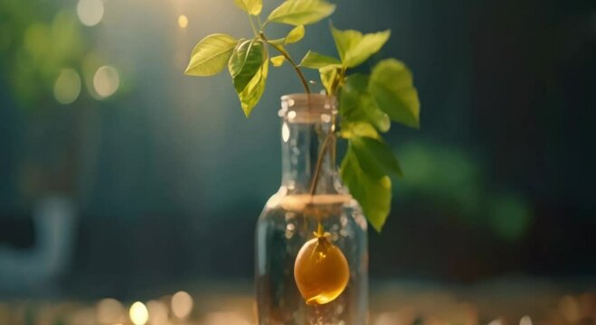 living plants bear fruit in glass bottles