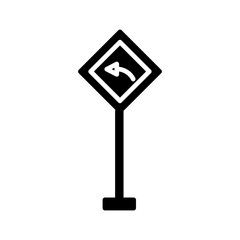 Left Turn Ahead Vector Icon