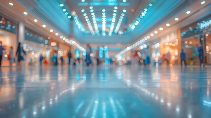 Abstract blurred photo of many people shopping inside department store or modern shopping mall - obrazy, fototapety, plakaty
