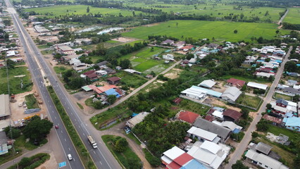Top view of the provinces in Thailand. Taken from a drone. Bird's-eye view.
