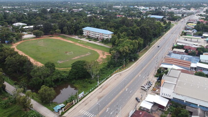 Top view of the provinces in Thailand. Taken from a drone. Bird's-eye view.