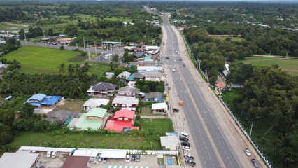 Top view of the provinces in Thailand. Taken from a drone. Bird's-eye view.