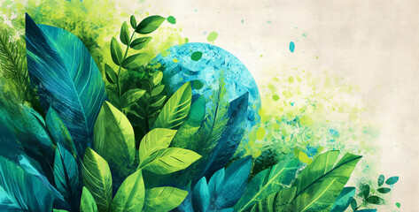 Earth Day Banner. Earth day illustration with cute planet. Eco-friendly icon with globe. Cute eco concept. minimalism