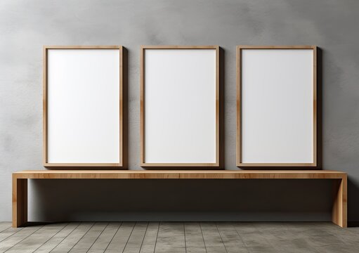 White wall adorned with blank picture frames, providing a versatile template or mock-up background.