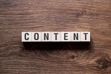 Content - word concept on building blocks, text