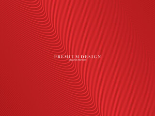 Abstract luxury curved lines overlapping dark red background. Premium award design template.	