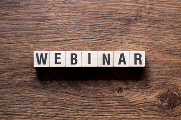 Webinar - word concept on building blocks, text