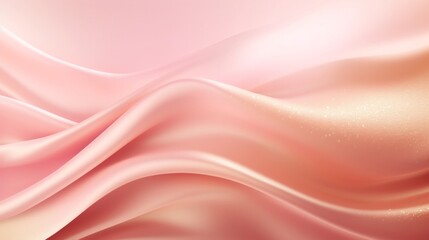 Obraz premium Flowing pink satin fabric with a glittery shimmer for a soft, luxurious background.