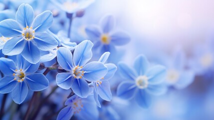 A cluster of striking blue hepatica flowers, with a soft-focus background enhancing their delicate beauty.