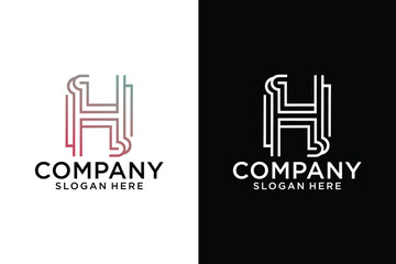 Letter H design in two color variations. Letter H logo icon design template element Elegant and stylish identity template in red and gold colors.