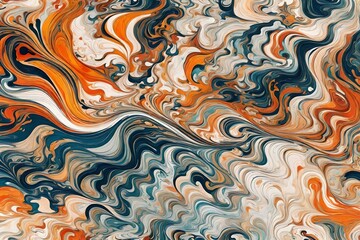 Abstract pattern, Traditional Ebru art. Painting on water, followed by paper prints. Color ink paint with waves. Marble background