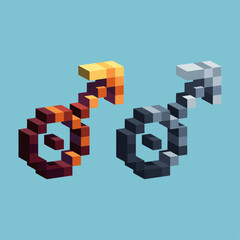 Isometric Pixel art 3d of male gender sign icon for items asset. Male icon on pixelated style.8bits perfect for game asset or design asset element for your game design asset.
