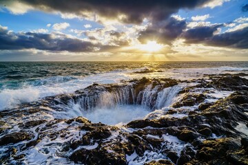 El Bufadero during sunrise, La Garita, Gran Canaria, Spain