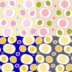 Colorful Seamless Circle Pattern Design with Abstract Background and Retro Makeup Palette Inspiration