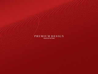 Abstract luxury curved lines overlapping dark red background. Premium award design template.	