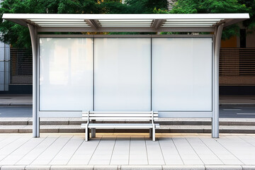 empty digital billboard at a bus stop.
