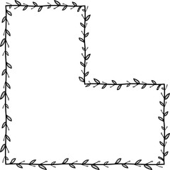 Corner shape Flower wreath frame leaf vector floral border picture frames Branch laurel botanical silhouette black elements decoration greeting wedding frames