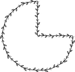 Pie shape Flower wreath frame leaf vector floral border picture frames Branch laurel botanical silhouette black elements decoration greeting wedding frames