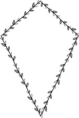 Kite shape Flower wreath frame leaf vector floral border picture frames Branch laurel botanical silhouette black elements decoration greeting wedding frames