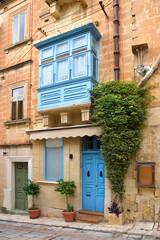Fototapeta na wymiar Architecture of downtown in Birgu, Malta