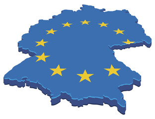 Obraz premium 3D map of Germany in the colors of the European flag