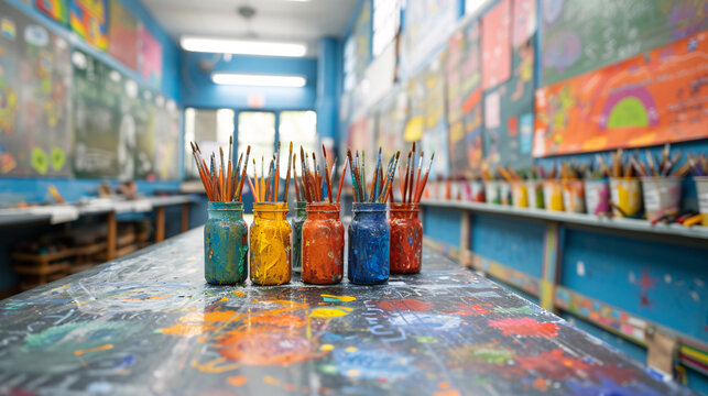 Les arts plastiques dans une classe d'&eacute;cole avec des enfants