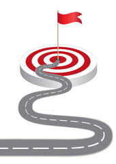 Winding road to the goal. Isolated. Vector illustration.