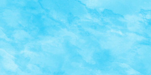 Turquoise color handmade cloudy natural blue watercolor background, Watercolor Shades The White Cloud and Blue Sky with small clouds, Abstract cloudy hand paint splash stain backdrop banner.