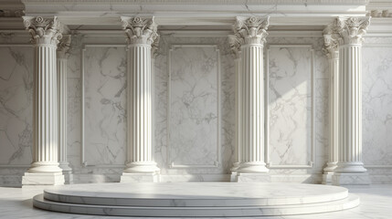 Naklejka premium white podium , Roman-style pillar background.