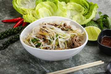 Vietnamese traditional soup Pho Bo with beef