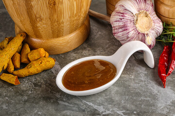Indian curry sauce in the bowl