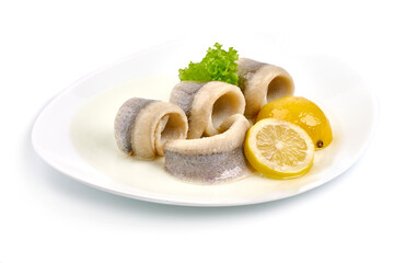 Salted herring, isolated on white background.