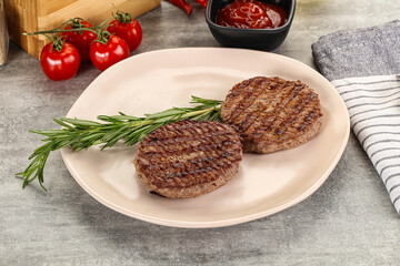 Grilled two beef burger cutlet
