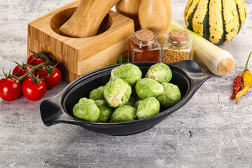 Brussels sprout cabbage in the bowl