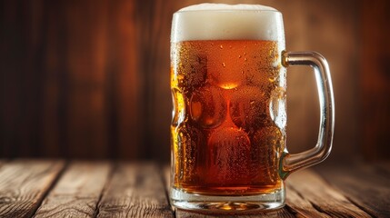 beer with foam in a glass glass - obrazy, fototapety, plakaty