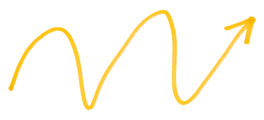 Yellow arrows isolated on transparent background