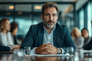 Serious Businessman in Board Meeting