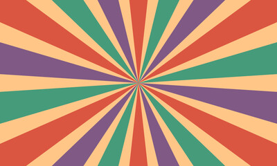 retro sunburst pop art background with vintage color radial lines pattern