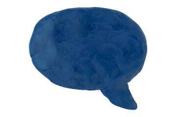 Blue speech bubble plasticine isolated on transparent background