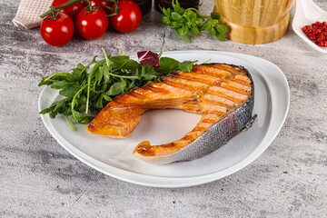 Tasty delicous grilled salmon steak