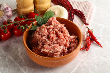 Raw minced pork uncooked meat