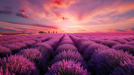 Lavender field in the Sunset Glow