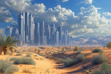 Modern city in the middle of the desert
