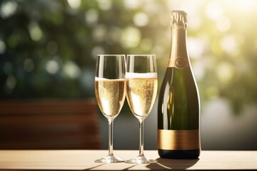 Bottle of champagne glass luxury drink. - obrazy, fototapety, plakaty