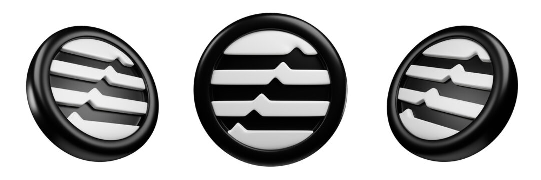 Aptos or APT Black Coin 3d Set rendering cryptocurrency illustration cartoon style, blockchain or cryptocurrency design theme