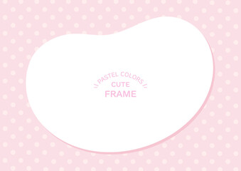 手描きのフレームと水玉模様の背景、春のイメージに合うピンク