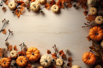 Brown background, space for text, with pumpkins