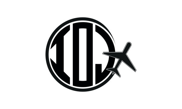 IOJ three initial letter circle tour & travel agency logo design vector template. hajj Umrah agency, abstract, wordmark, business, monogram, minimalist, brand, company, flat, tourism agency, tourist
