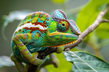 Foto op Canvas Closeup of a chameleon in the nature © tonstock