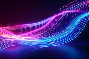 Naklejka premium Neon Waves Background, Energy Light Lines Flow